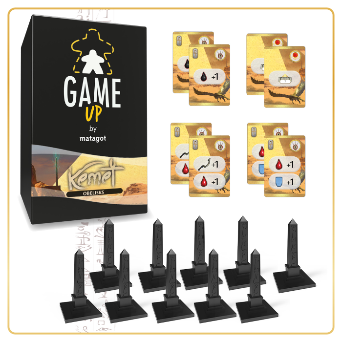 Obelisk Game Up, contenido oficial incluido en Kemet: Rise of the Gods — New God Pledge All-in (Español)