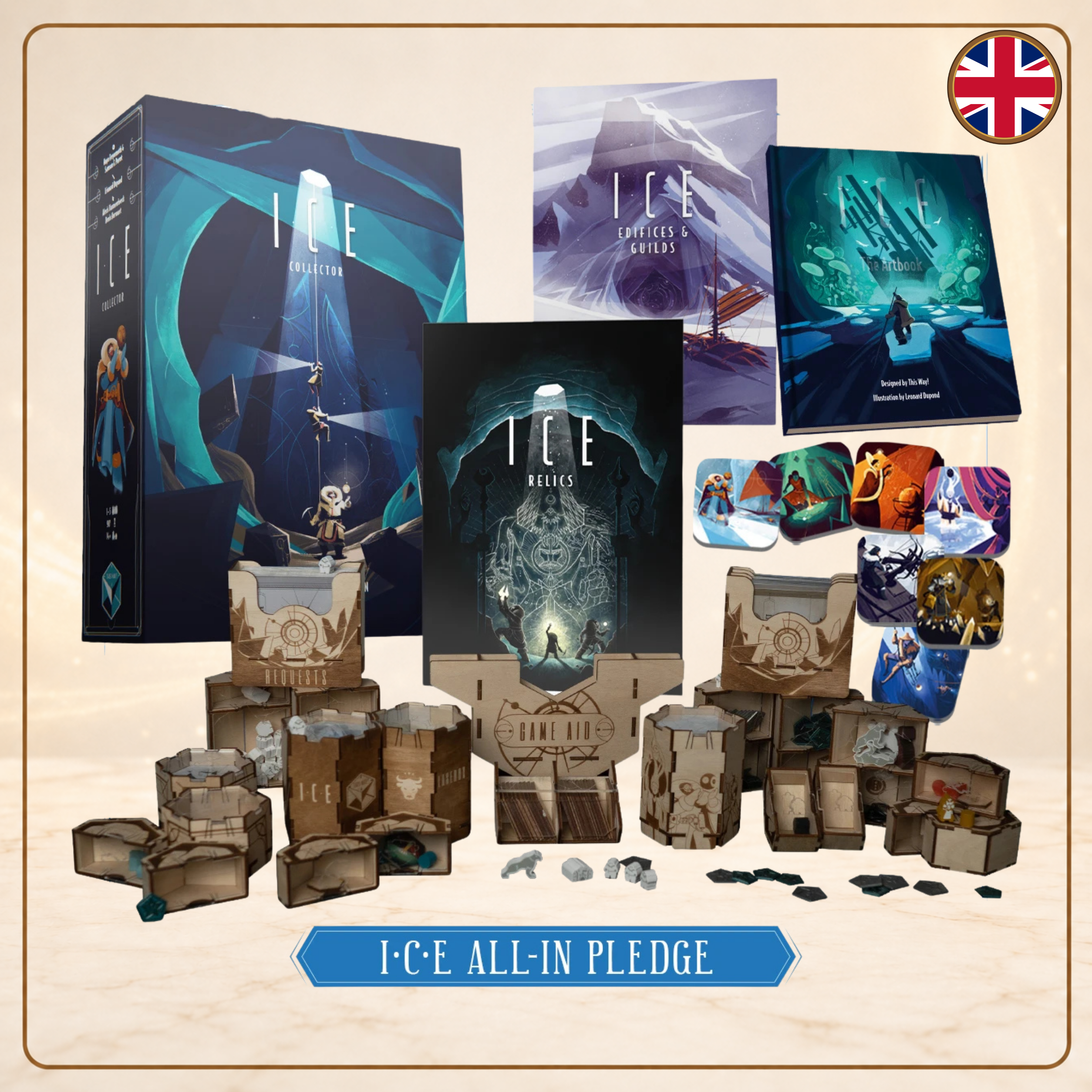 Caja, libros, organizadores y componentes de ICE Unlimited All-In