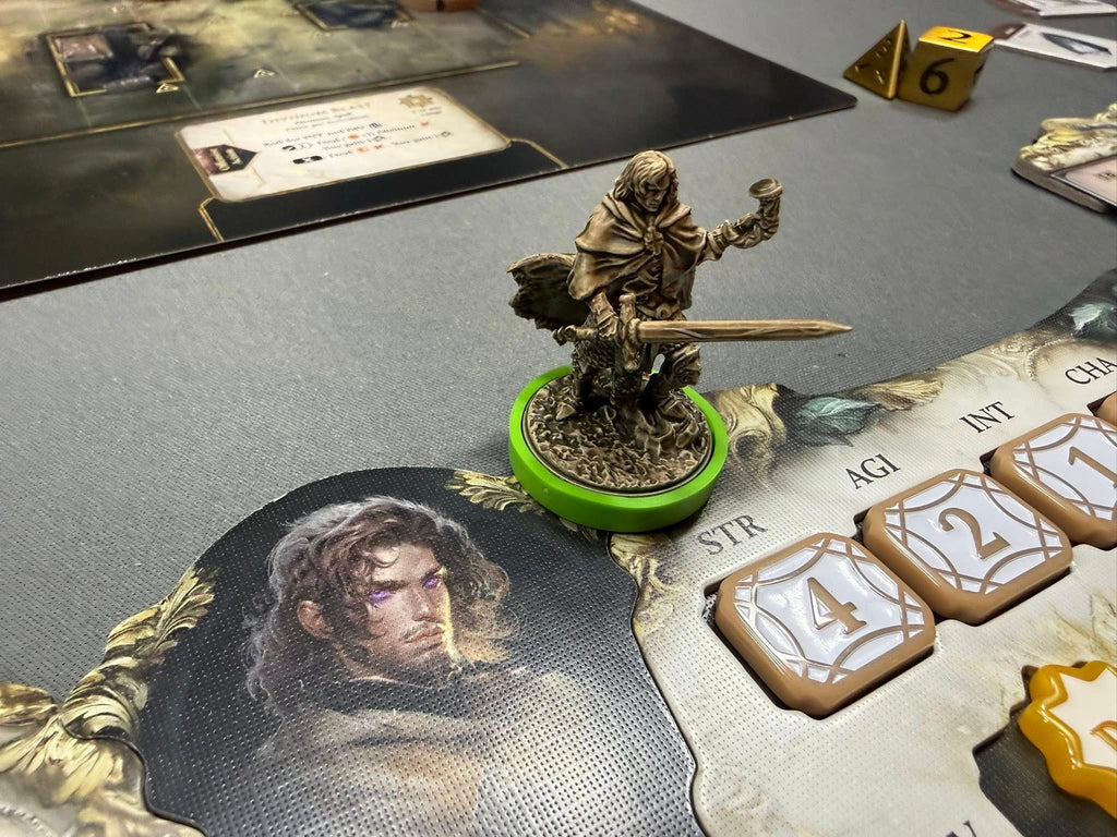 Miniatura y componentes de jugador de Lands of Evershade — imagen de referencia