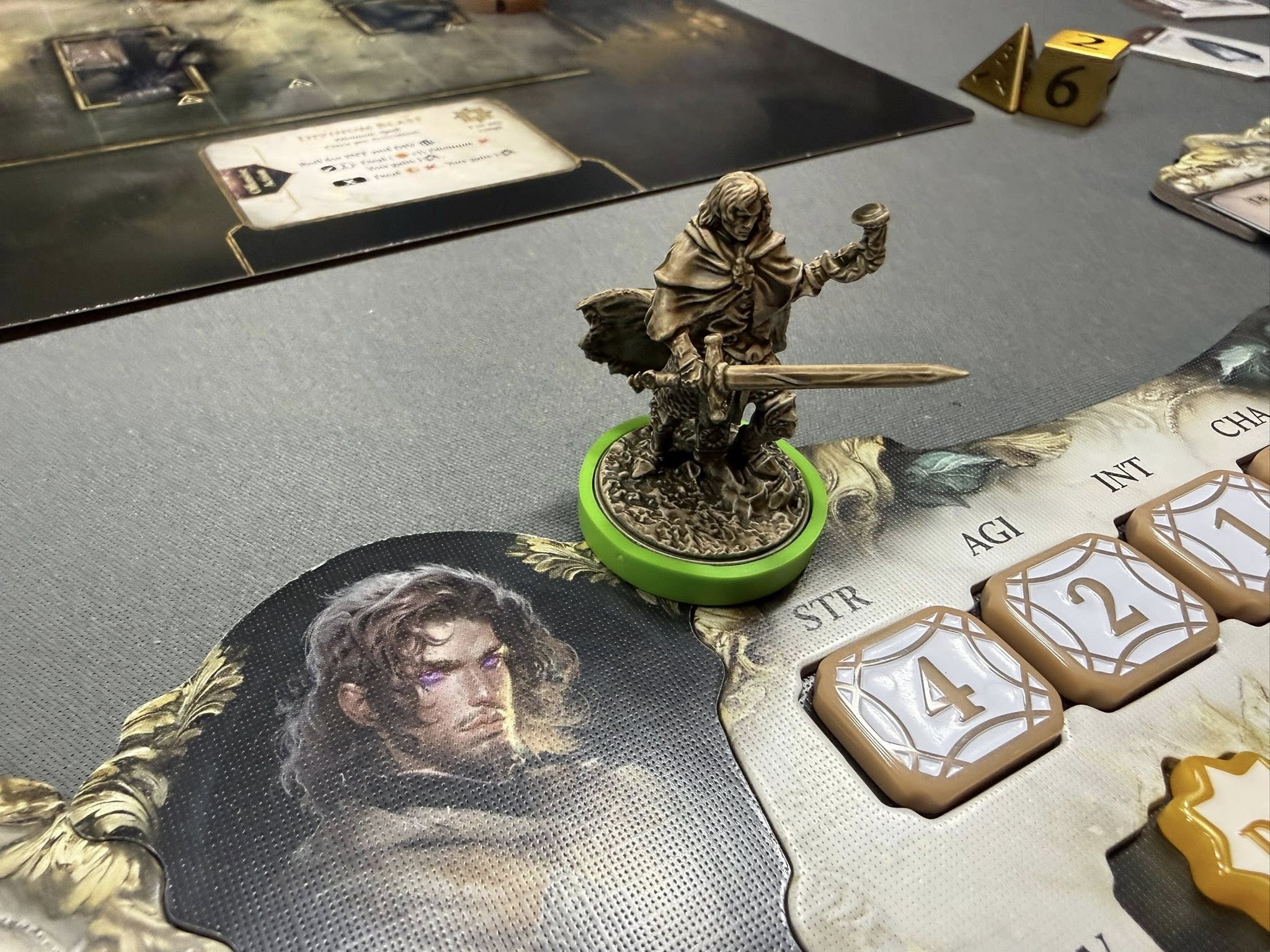 Miniatura y componentes de jugador de Lands of Evershade — imagen de referencia