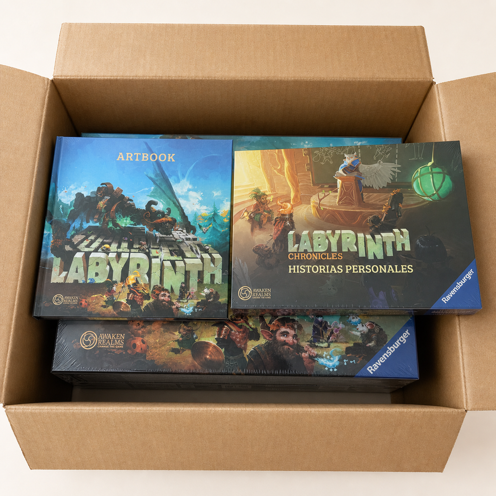 Labyrinth Chronicles All-In en español, libro de arte, Historias Personales y cajas del lote